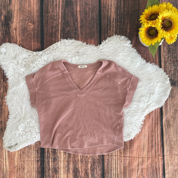 Madewell Ottoman Jacquard V-Neck Boxy Top - Picture 2 of 8